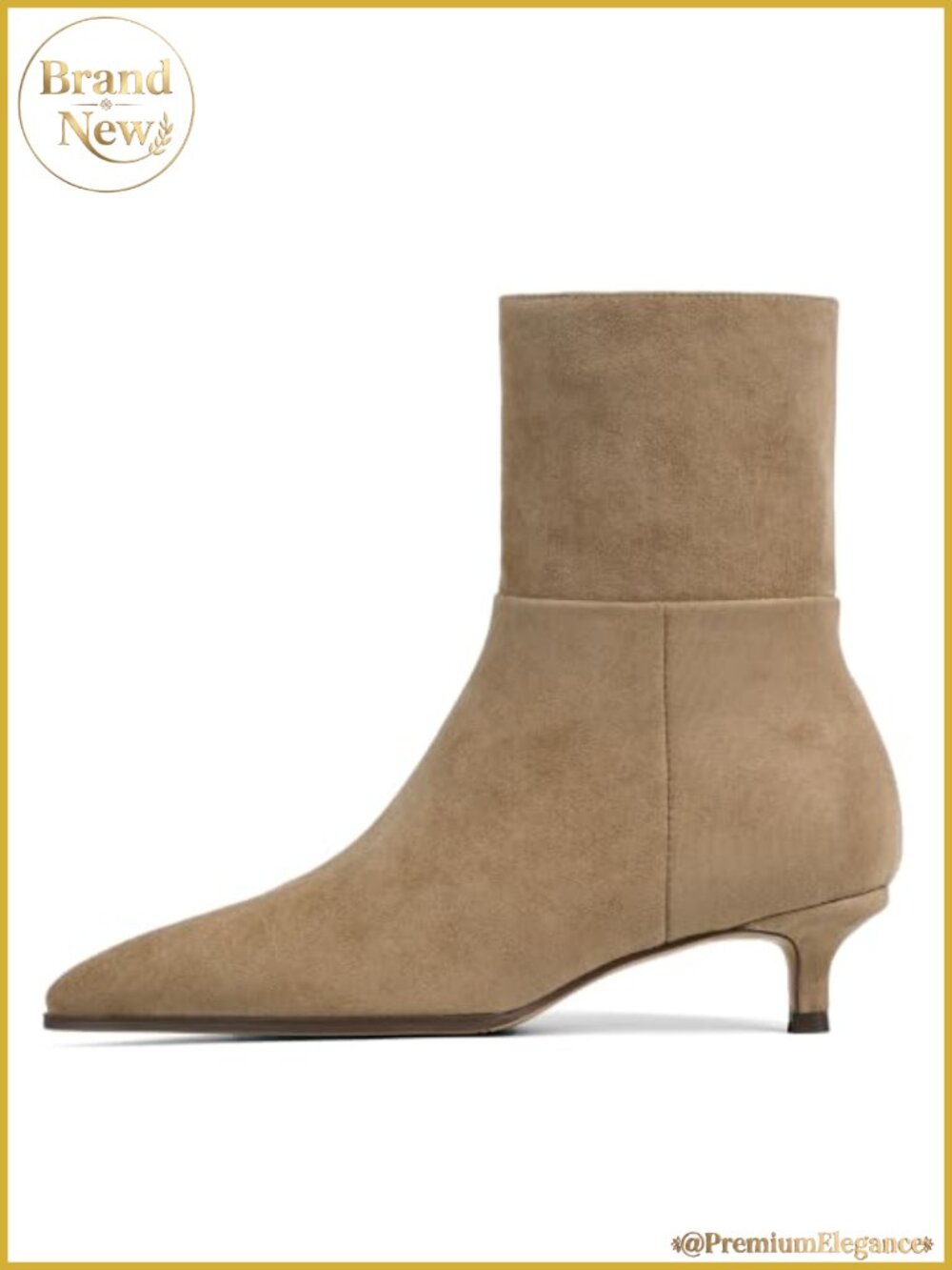 Kitten Heel Ankle Boots Pointed Toe Faux Suede Booties